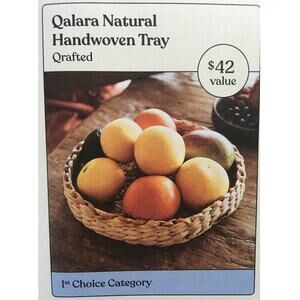 Crafted by Qalara, 100% Natural Banana Bark Decorative Basket Tray, 11“ x 2“